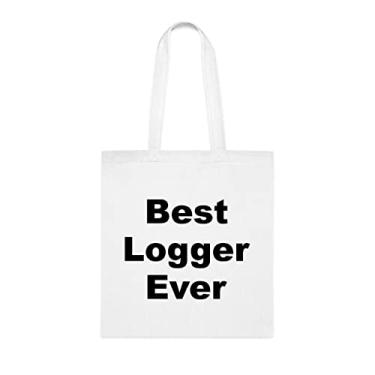 Imagem de Bolsa tipo Tote Logger, Best Logger Ever Bag, Logger Presente, Presente para Registrger, Bolsa de Ombro Madiro, Bolsas Reutilizáveis, Cestas de Aniversário de Natal, Branco