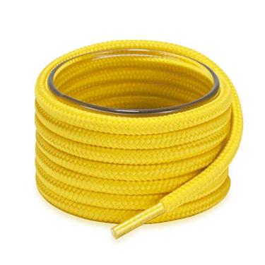 Imagem de Shoemate Cadarços redondos de cor sólida para tênis, botas e sapatos atléticos, cordas de sapato, 08 Amarelo, 34"(86cm)