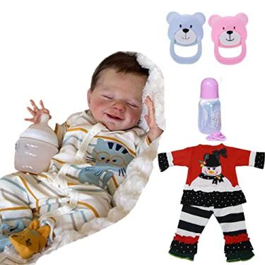 Imagem de Boneca reborn menina,22 polegadas bebê reborn de silicone,com 2 conjuntos roupas Bonecas realistas de bebê recém-nascido vinil de corpo inteiro macio realistaboneca renascida ,Boneca com roupas 1,menina
