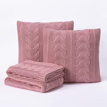 Imagem de Kit Peseira Manta Sofa Cama Casal 180x60cm + 2 Capas de Almofada Tricot Viena