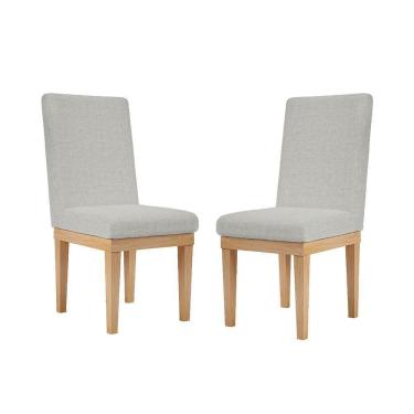 Imagem de Kit 2 Cadeiras De Jantar Estofada Luxo P Mesa Cinza Claro