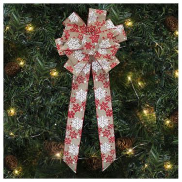 Imagem de Kit 10 Enfeite Árvore Natal Laço Decorado Flocos De Neve 78 Cm