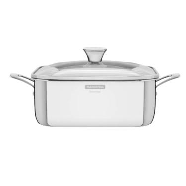 Imagem de Panela Granu Quadrada em Aço Inox de 4 litro Tampa de Vidru