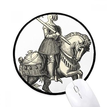 Imagem de Tapete de mouse para desenho da linha Cavaleiros da Europa da Medieval, tapete redondo para computador