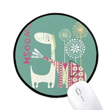 Imagem de Mousepad verde girafa elefante moinho de vento tapete redondo para computador