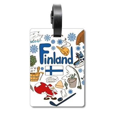 Imagem de Finlândia Love Heart Landscap Bandeira Nacional Maleta Etiqueta Bagagem Cartão Pendurado Etiqueta Scutcheon, Multicolorido.