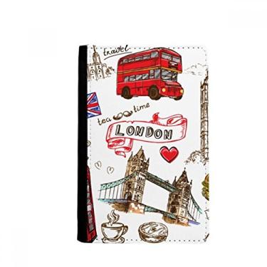 Imagem de Heart Tower Bus Car UK Hambúrguer Marco Passport Holder Notecase Burse Wallet Cover Card Purse, Multicolorido.