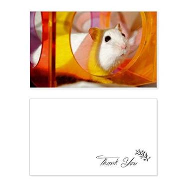 Imagem de Jogo de animais de estimação de rato branco brinquedos cartão de agradecimento papel de aniversário saudação apreciação de casamento