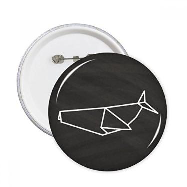 Imagem de Broche redondo de origami abstrato com formato geométrico de tubarão com emblema de botão, 5 peças