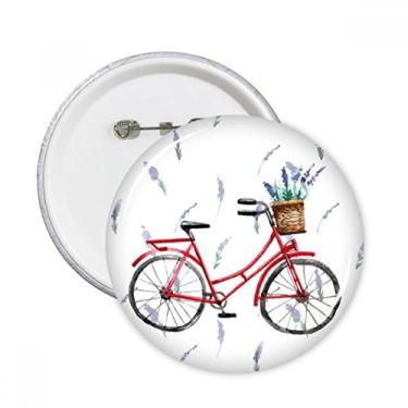 Imagem de Aquarela bicicleta lavanda flor pinos redondos crachá botão emblema acessório decoração 5 peças
