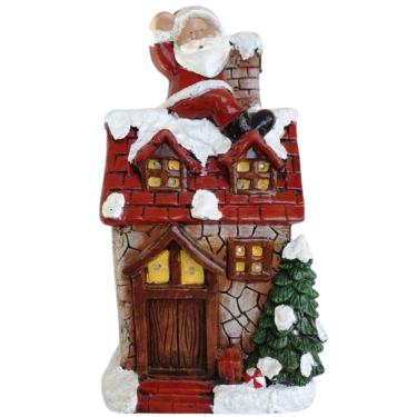 Imagem de Casa de Papai Noel Natalina Com 18 Leds 44x24x16cm Cerâmica - Saldão