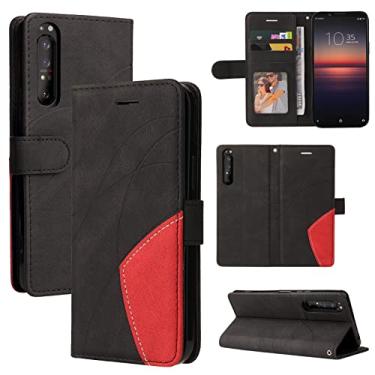 Imagem de Capa carteira para Sony Xperia 1 II, compartimentos para porta-cartões, fólio de couro PU de luxo anexado à prova de choque capa flip com fecho magnético com suporte para Sony Xperia 1 II (preto)