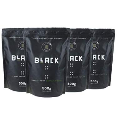 Imagem de KIT COM 4 PACOTES DE 500G ERVA MATE PARA TERERÉ BLACK ERVA (Menta Boldo, Energético, Pura Folha, Menta Black)