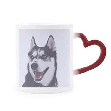 Imagem de Caneca sensível ao calor Big Dog Snow Husky imagem vermelha muda de cor