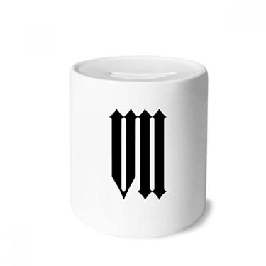 Imagem de DIYthinker Numerais romanos Sete em silhueta preta caixa de dinheiro caixa de cerâmica porta-moedas presente de cofrinho