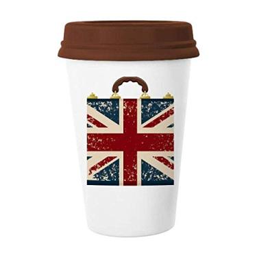 Imagem de Union Jack — Mala retrô da Grã-Bretanha, bandeira do Reino Unido, caneca de cerâmica para copo de café
