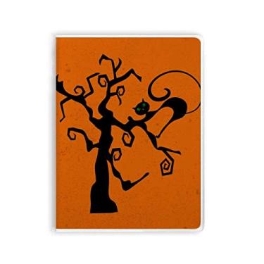 Imagem de Caderno de gato, árvore de Halloween, Hallowmas laranja, capa de goma