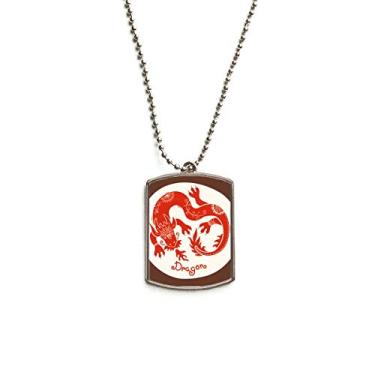 Imagem de Colar com pingente de identificação de cachorro Year of Dragon Animal China Zodíaco vermelho de aço inoxidável