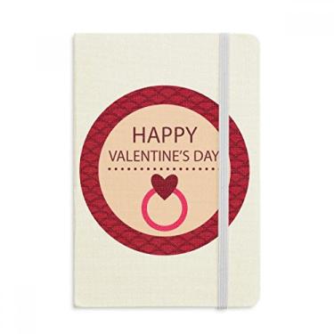 Imagem de Caderno redondo rosa Happy Valentine's Day oficial de tecido capa dura diário clássico