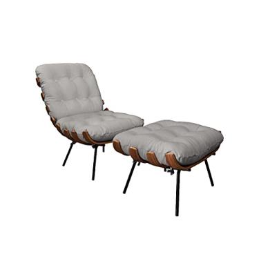 Imagem de Poltrona e Puff de Couro Costela - Grizzy - Mempra