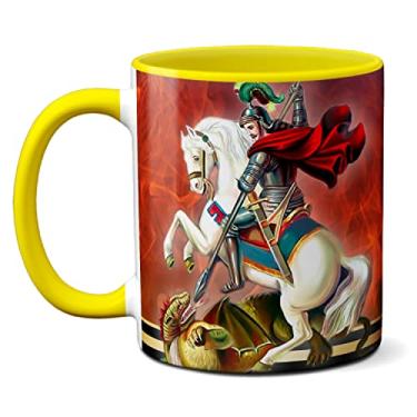 Imagem de Caneca Andarei Vestido Com As Forças De São Jorge Amém (Amarela)