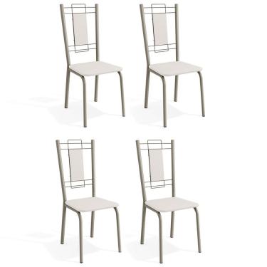 Imagem de Cadeiras Kit 4 Cadeiras Florença Nickel Branco - Kappesberg