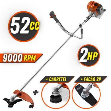 Imagem de Roçadeira 52cc Á Gasolina Tekna RL520 Robusta de Motor 2 Tempos 2HP 9000rpm de Alta Rot...