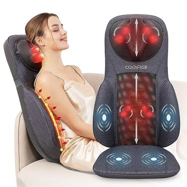 Imagem de COMFIER Massageador de pescoço nas costas com calor, almofada de assento ajustável para cadeira para pescoço ombros, almofada de cadeira de massagem shiatsu para suporte das costas,