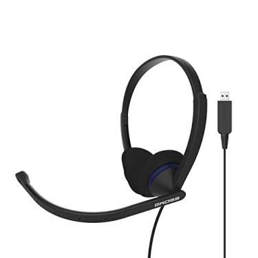 Imagem de Koss Fone de ouvido CS200 USB dupla face supra-auricular, microfone eletreto com cancelamento de ruído, braço flexível para microfone, com fio com plugue USB, preto