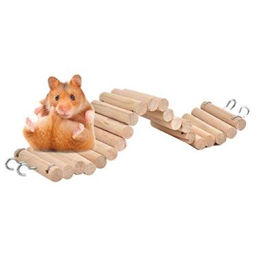 Imagem de Escada De Escalada De Papagaio De Hamster De Estimação, Brinquedo De Ponte Suspensa De Hamster, Brinquedo De Gaiola De Pássaro De Hamster De Madeira Balanço De Escalada De Rato De Estimação, Papagaio