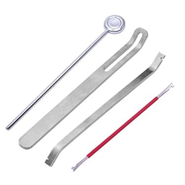 Imagem de Jiayouy Kit de ferramentas de reparo de instrumentos de sopro de madeira capa de chave de aço inoxidável ajuste cabeça dupla mola gancho chave botões protetor para sax clarinete flauta oboé piccolo 4 peças