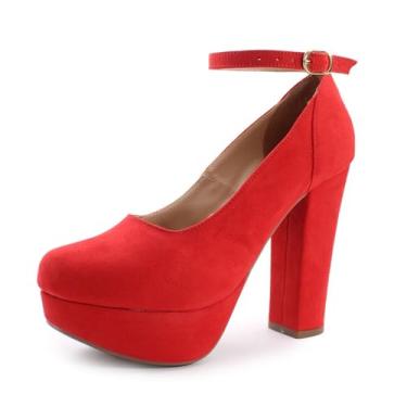 Imagem de Sapato Boneca Re&Ton Meia Pata Salto Grosso Feminino MP13 (37, Vermelho)