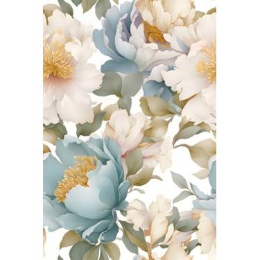 Imagem de MAGAFA Papel de parede removível floral peônia removível vintage grande papel de parede floral para quarto aquarela papel de contato floral alugador para armário decoração de casa 45 x 300 cm
