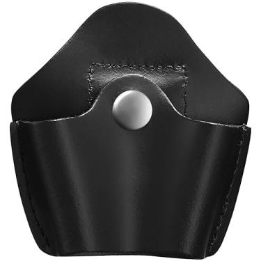 Imagem de Shield Wallets Capa de algema de couro preto para cinto de serviço com encaixe cromado
