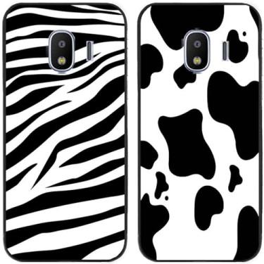 Imagem de 2 peças zebra vaca leite impresso TPU gel silicone capa de telefone traseira para Samsung Galaxy todas as séries (Galaxy J2 Pro 2018)