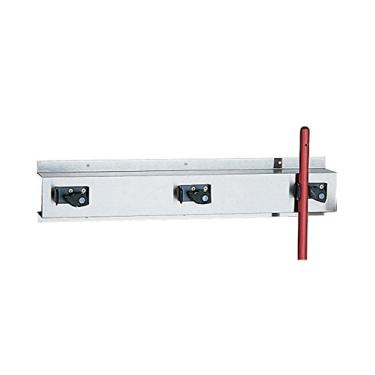 Imagem de Bobrick Suporte de esfregão e vassoura de aço inoxidável 304 223 x 24, comporta 3 esfregões, acabamento acetinado, 61 cm de comprimento x 12,7 cm de altura