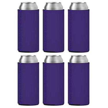 Imagem de TahoeBay 6 mangas finas de lata – Coolers de cerveja de neoprene em branco – Compatível com RedBull de 325 ml, Michelob Ultra, seltzer de garra branca (roxo, 6)