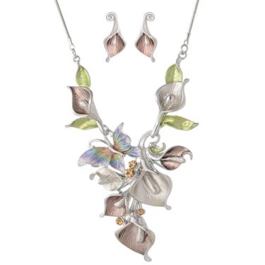 Imagem de Mycitta Conjunto de joias volumosas vintage retrô flor de folha floral geométrico boêmio boho babador colar conjunto de brincos moda bijuteria para mulheres meninas festa de casamento formatura , Resina Zinco, Zircônia cúbica
