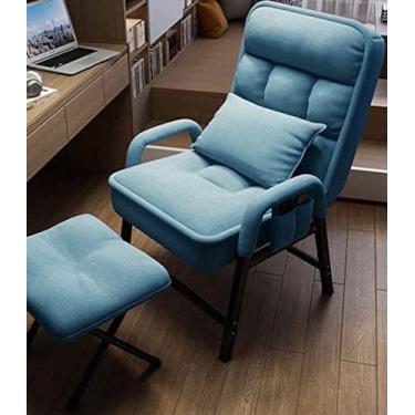 Imagem de Poltronas para sala de estar com banquinho para os pés, cadeiras confortáveis ​​de tecido com encosto ajustável e bolsos laterais, cadeira de lazer estofada ocasional com asa traseira para l