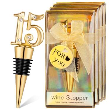 Imagem de Pacote com 24 15 tampas de garrafa de vinho para lembrancinhas de festa de 15 anos, lembrancinhas de festa de quinze anos, lembranças ou decorações de aniversário de casamento de 15 anos, presente