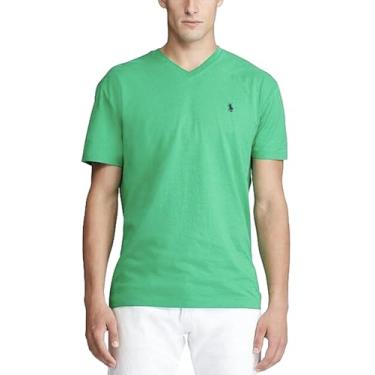 Imagem de Polo Ralph Lauren Camiseta masculina com gola V e modelagem clássica, Rl Palm Green Heather, GG