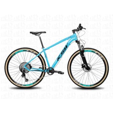 Imagem de bicicleta Aro 29 KSW XLT 100 em Aluminio 1x12v Pedivela Single coroa Unica Catraca Cassete 11/50 Dentes Freio a Disco Suspensão,19,Azul Preto