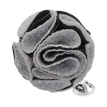 Imagem de Vittorio Vico Broche de lapela de flor seersucker formal em dois tons masculino - broche, flor na lapela para homens, 2.5" (6.36CM), Poliéster, Não aplicável