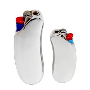 Imagem de HUMWE Capa para isqueiro de metal resistente em forma de banana bolsas de manga segura conforto para isqueiro BIC Full&Mini Size J6&J5 (Silvery-Standard & Mini)