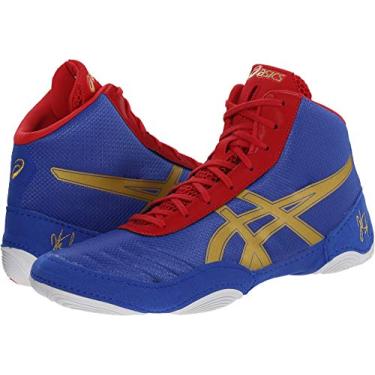 Imagem de ASICS Tênis de luta livre masculino JB Elite V2.0, Azul jato, ouro olímpico, vermelho, 44