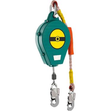 Imagem de Talabarte de retenção de corda, dispositivo de prevenção de quedas com travamento automático, linha de vida auto-retrátil de proteção contra quedas com gancho de vergalhão e cabo de aço para