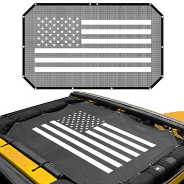 Imagem de Guarda-sol de malha de poliéster durável para Jeep Wrangler JK e Unlimited 2 portas (2007-2018), proteção UV, respirável (bandeira americana)
