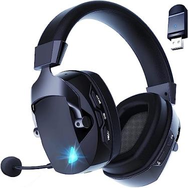 Imagem de Headset Gamer, GIZNIC Fone Gamer, Fone de Ouvido Sem Fio Para Jogos, Conexão USB e Bluetooth, Microfone Destacável, Design Leve e Confortável