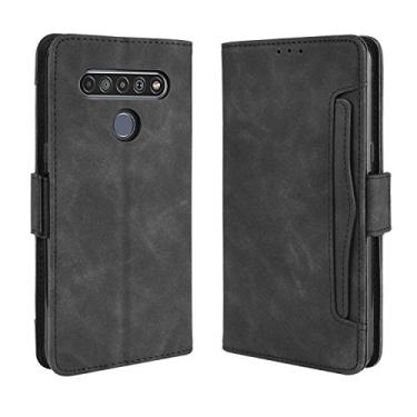Imagem de Capa com compartimento para cartão para LG K41S, capa flip carteira de couro para LG K41S, capa magnética retrô para celular, capa carteira de telefone com compartimentos para cartões