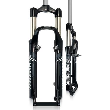 Imagem de Garfo de suspensão para bicicletas de montanha de 26 polegadas, 1 1/8 de tubo reto Garfos dianteiros para bicicletas de montanha Garfo mecânico de viagem de 100 mm Bloqueio manual QR 9 mm Fr